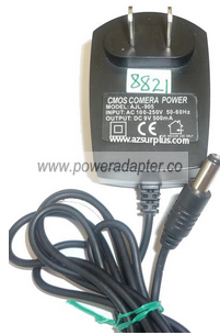 COMOS COMERA POWER AJL-905 AC ADAPTER 9VDC 500mA USED -(+) 2x5.5 - Click Image to Close